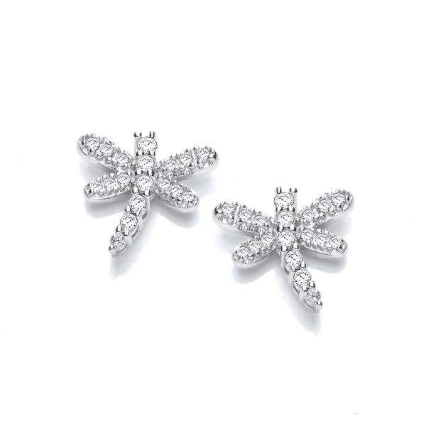 Silver & Cubic Zirconia Dragonfly Earrings