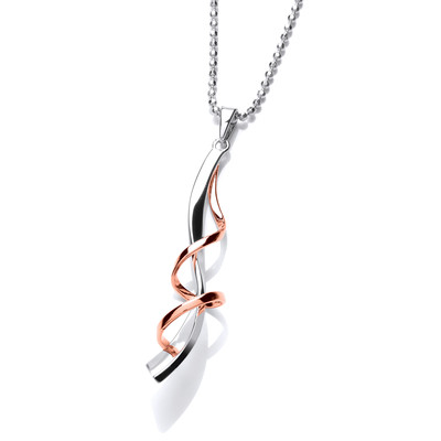 Silver and Rose Gold Twizzle Drop Pendant