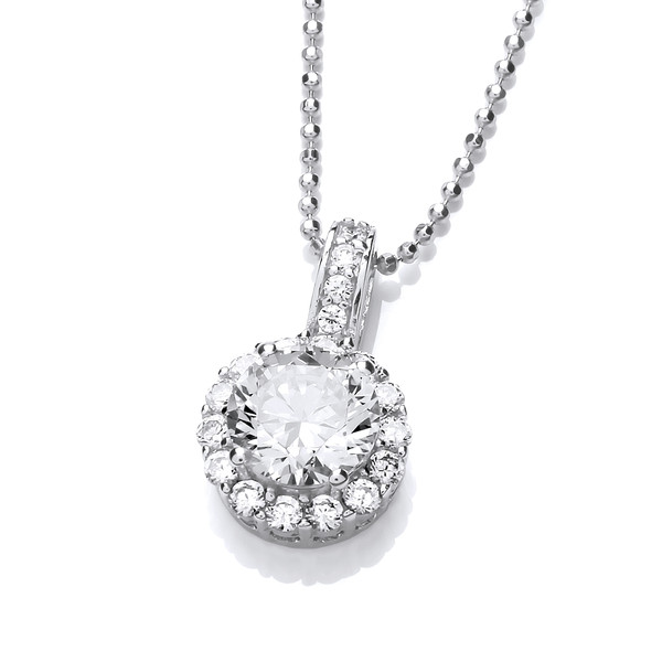 Silver & Cubic Zirconia Flora Pendant with Silver Chain