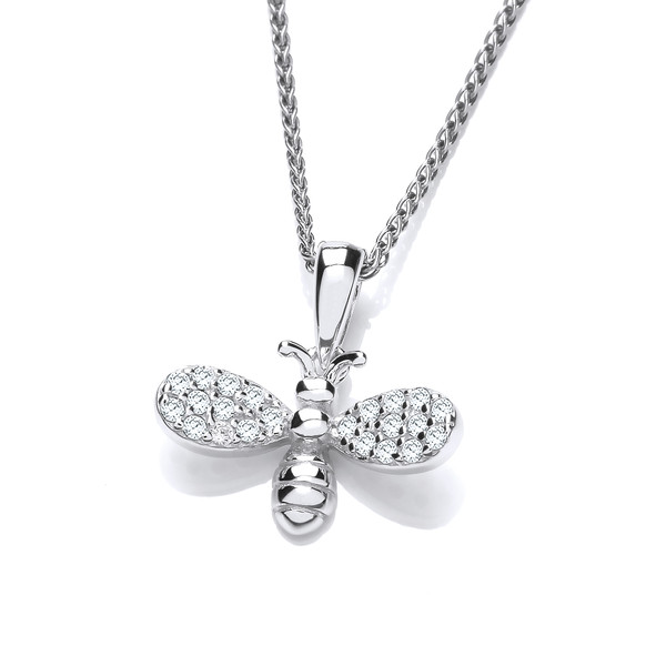 Silver & Cubic Zirconia Sparkle Bee Pendant with Silver Chain