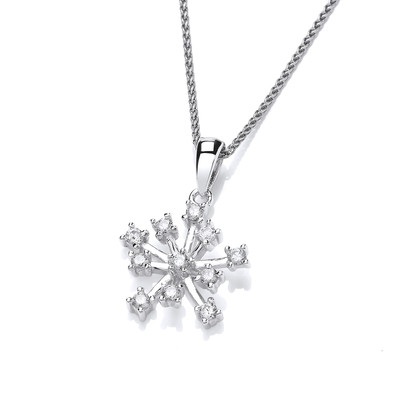 Silver & Cubic Zirconia Snow Crystal Pendant