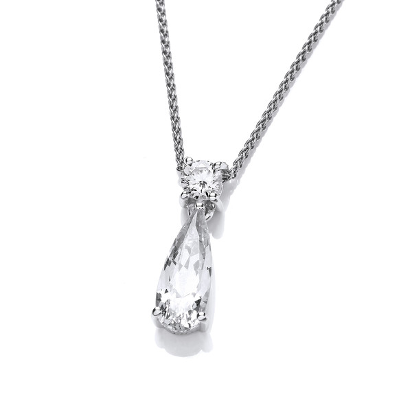 Silver & Cubic Zirconia Beauty Drop Pendant with Silver Chain