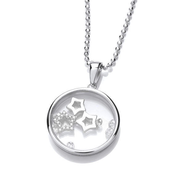 Celestial Silver & Cubic Zirconia Shooting Stars Pendant without Chain