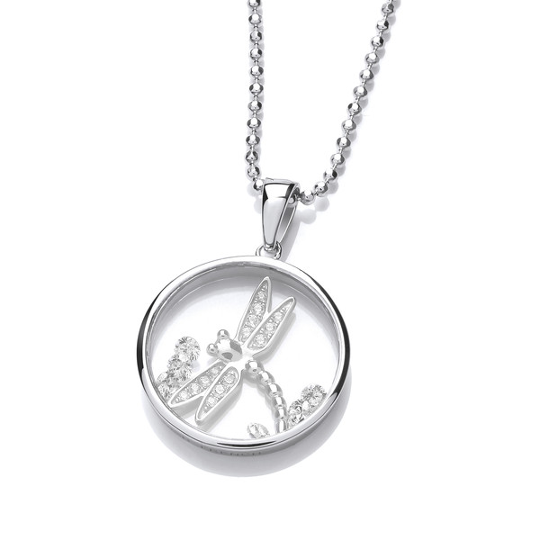 Celestial Silver and CZ Dragonfly Pendant