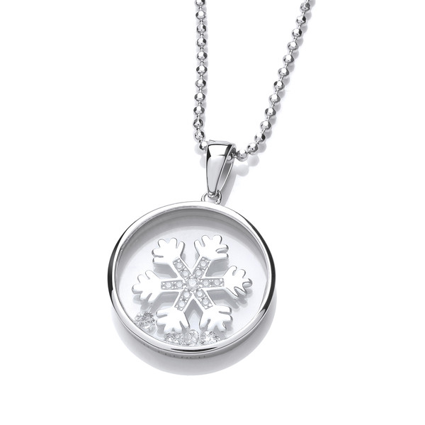 Celestial Silver & Cubic Zirconia Snowflake Pendant with Silver Chain