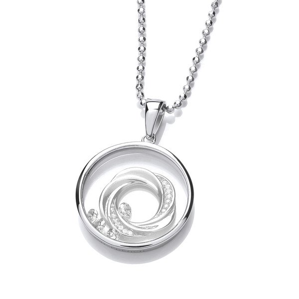 Celestial Silver & Cubic Zirconia Spinning Comet Pendant with Sterling Silver Chain
