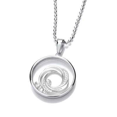 Celestial Silver & Cubic Zirconia Spinning Comet Pendant