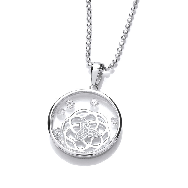 Celestial Silver & Cubic Zirconia Celtic Sky Pendant with Silver Chain