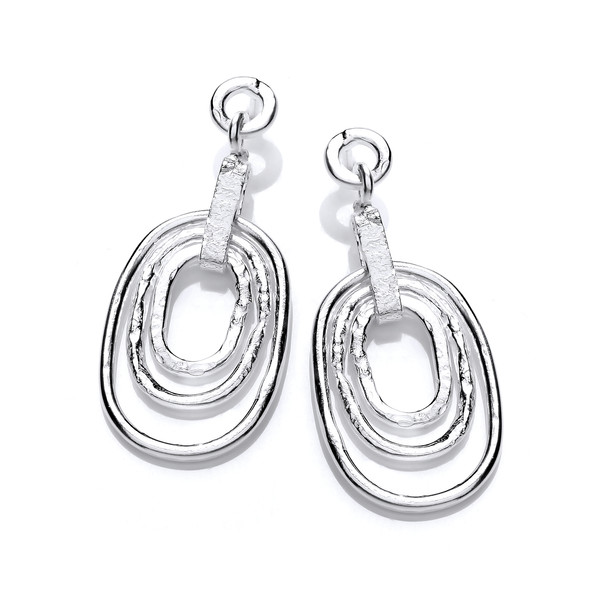 Silver Bold Triple Oval Earrings