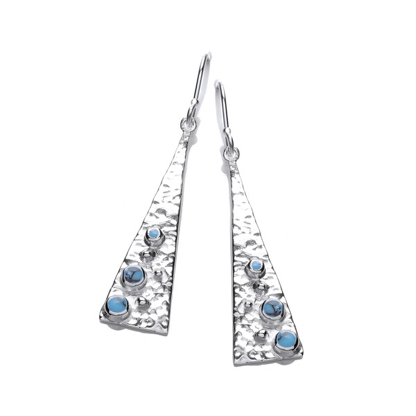 Silver and Turquoise Pyramid Drop Earrings