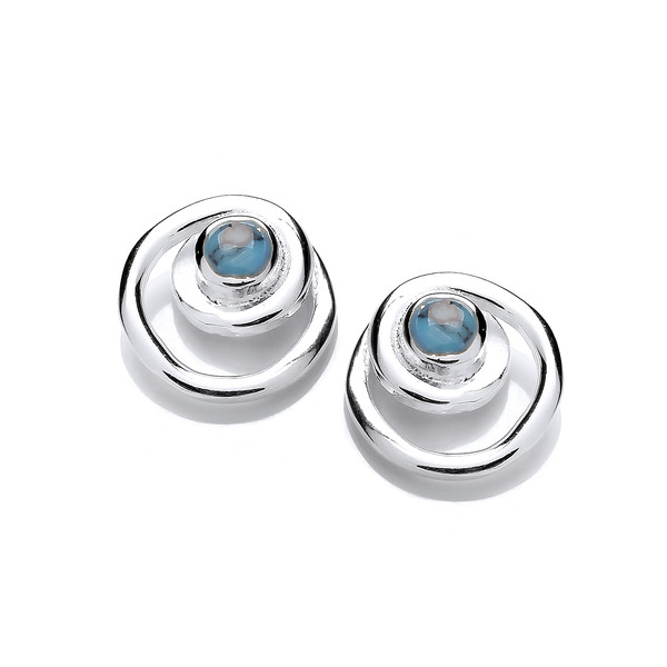 Silver and Turquoise Spiral Earrings