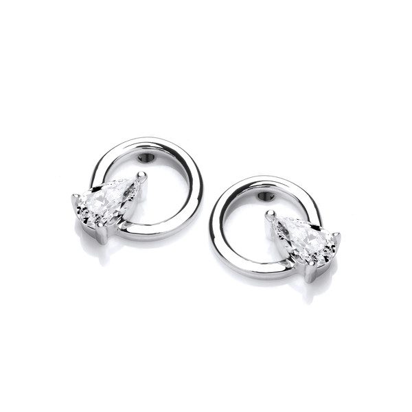 Silver & Cubic Zirconia Pear Hoopla Earrings