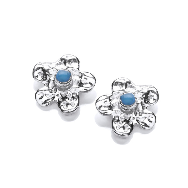 Silver and Turquoise Flower Earrings