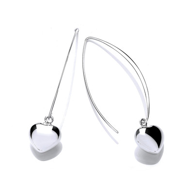 Silver Trapezium Heart Earrings