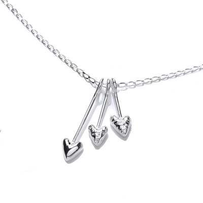 Silver Triple Corazon Necklace