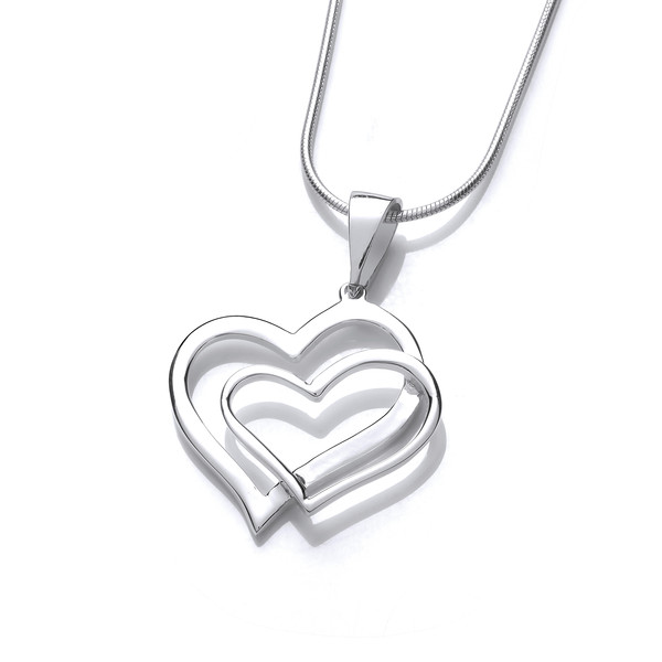 Silver Entwined Hearts Pendant with 16-18 Silver Chain