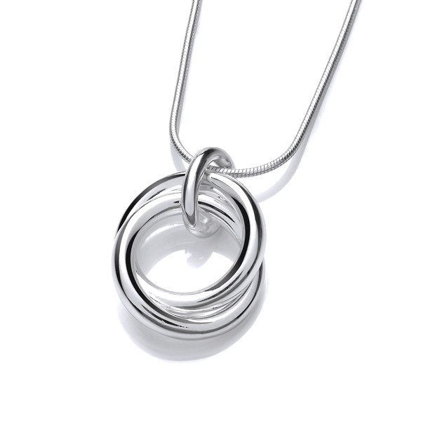 Silver Double Hoop Pendant with Silver Chain