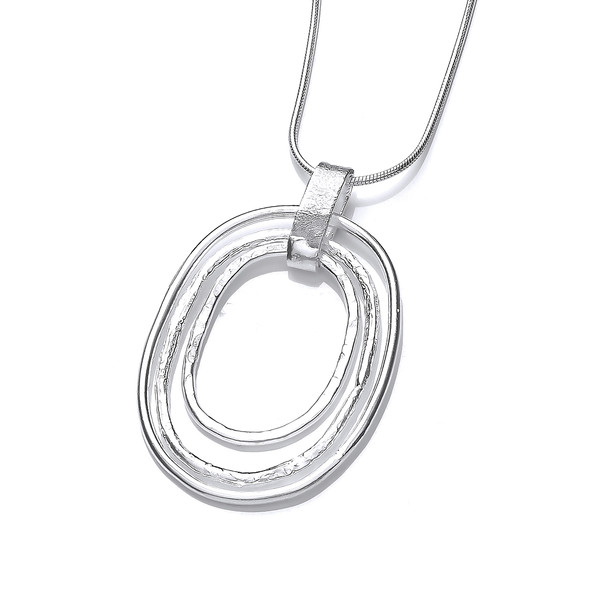 Silver Bold Triple Oval Pendant with Silver Chain