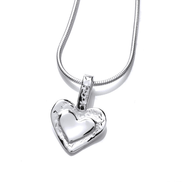 Silver Framed Heart Pendant with Silver Chain