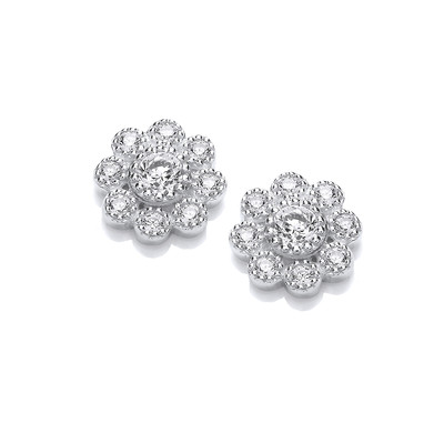 Dancing Daisy Silver & Cubic Zirconia Earrings