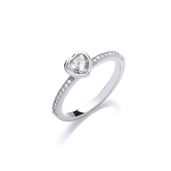 True Love Silver & Cubic Zirconia Solitaire Ring