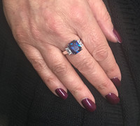 Silver and Sapphire Cubic Zirconia Victoria Ring