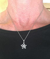 Silver & Cubic Zirconia Snow Crystal Pendant without Chain