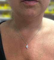 Silver & Cubic Zirconia Mini Cross Pendant without Chain