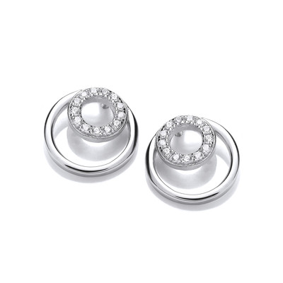 Silver & Cubic Zirconia Hoop Duo Earrings