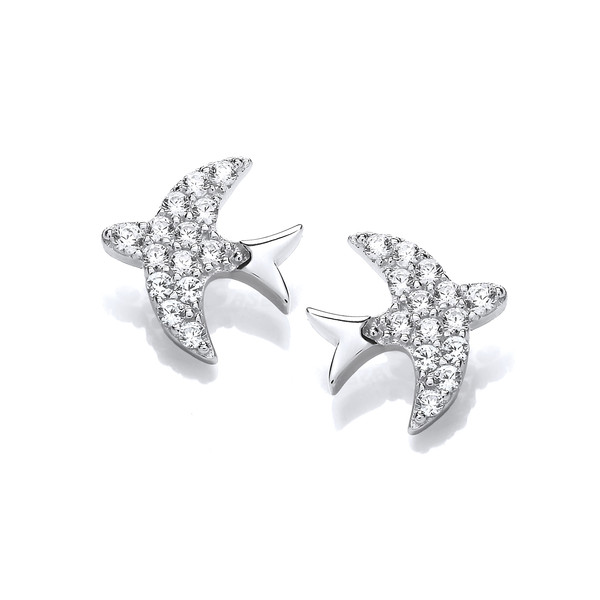 Silver & Cubic Zirconia Swift Stud Earrings