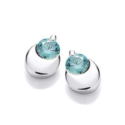 Silver & Mint Cubic Zirconia Eclipsed Moon Earrings