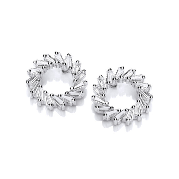 Silver & Cubic Zirconia Wreath Earrings