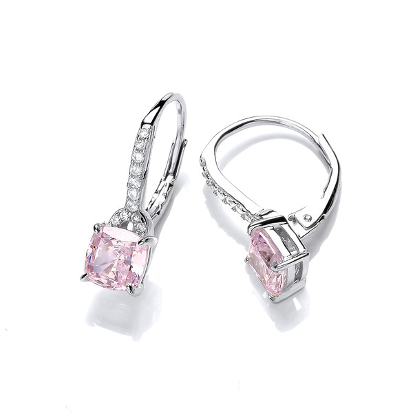 French Deco Style Pink Diamond Cubic Zirconia Earrings