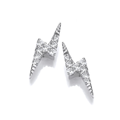 Silver & Cubic Zirconia Lightning Earrings