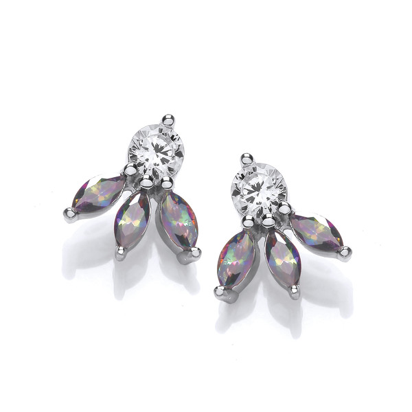 Silver & Alexandrite Cubic Zirconia Petals Earrings