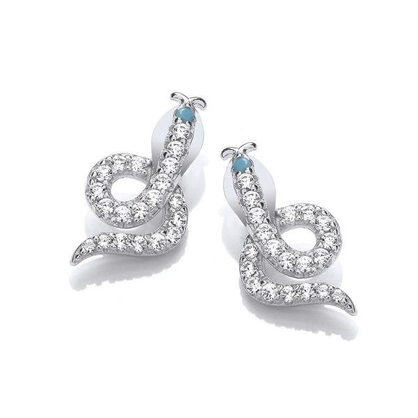 Silver & Cubic Zirconia Serpent Earrings