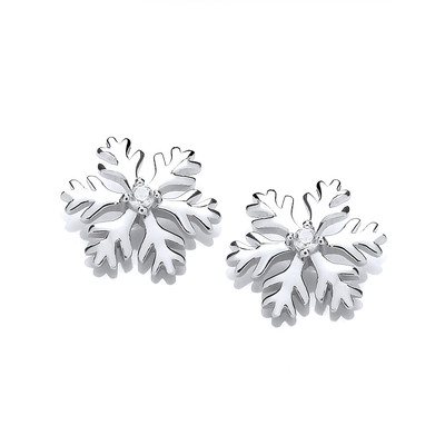 Cubic Zirconia Simple Snowflake Earrings
