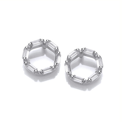 Silver & Cubic Zirconia Life Circle Earrings