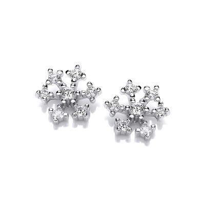 Silver & Cubic Zirconia Icy Snowflake Earrings
