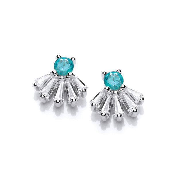 Regal Silver & Mint Cubic Zirconia Stud Earrings