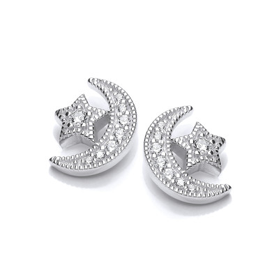Silver & Cubic Zirconia Moonstar Earrings