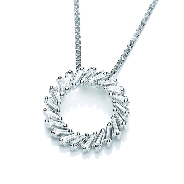 Silver & Cubic Zirconia Wreath Pendant with 16-18 Silver Chain