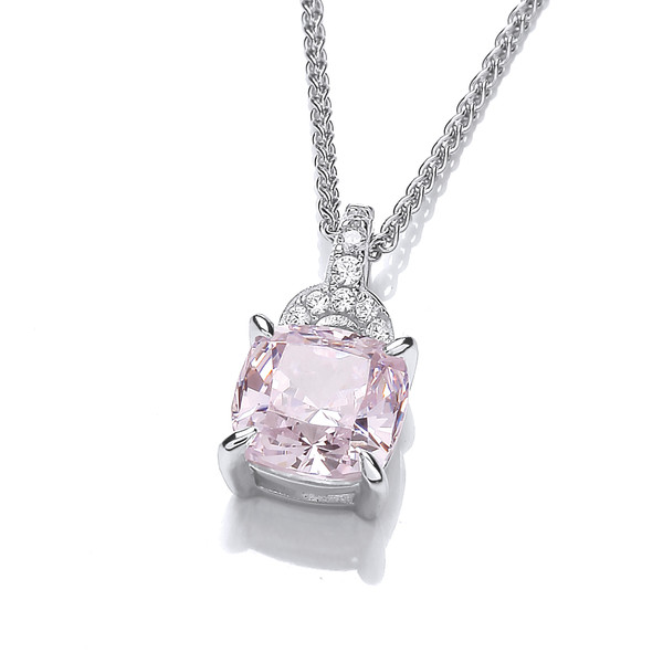 French Deco Style Pink Diamond Cubic Zirconia Pendant without Chain