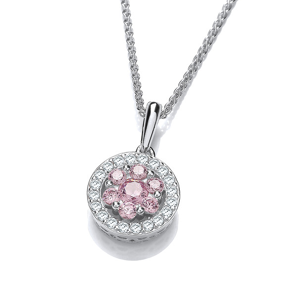Pretty in Pink Cubic Zirconia & Silver Pendant without Chain