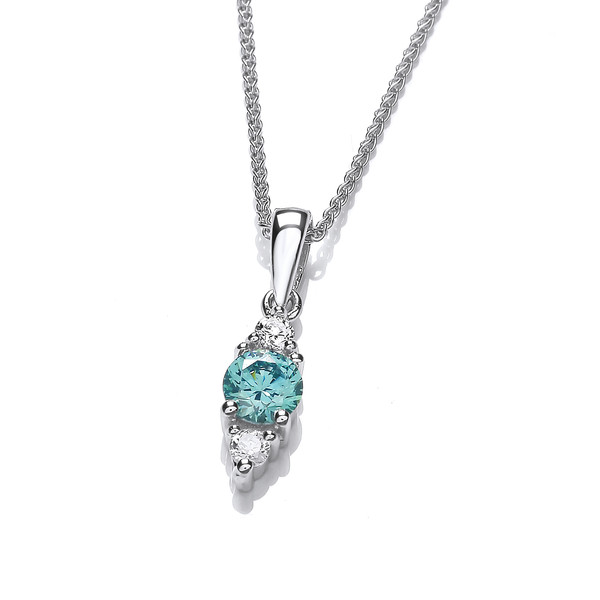 Mint Cubic Zirconia Pendant with a 16-18 Silver Chain