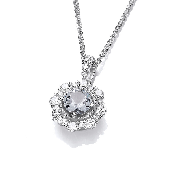 Aqua Cubic Zirconia Stunning Pendant with a 16-18 Silver Chain
