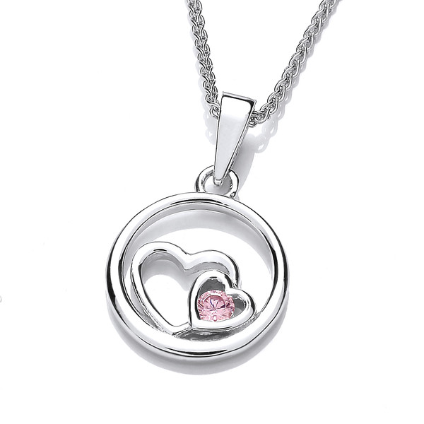 Pink Diamond Cubic Zirconia Heart Pendant without Chain