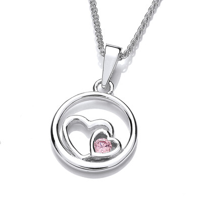 Pink Diamond Cubic Zirconia Heart Pendant