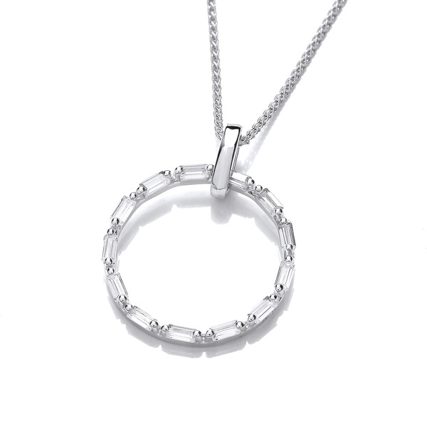 Silver & Cubic Zirconia Life Circle Pendant without Chain