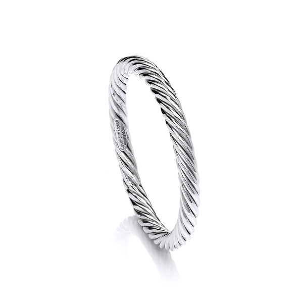 Sterling Silver Thick Twist Full Circle Bangle